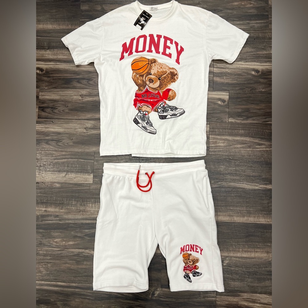Retro Label White Graphic T-Shirt and Short Set - Picture 1 of 1